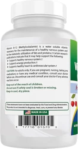 Best Naturals Vitamin B-12 as Methylcobalamin 6000 mcg | Supports Nerve & Heart Health thumbnail 7