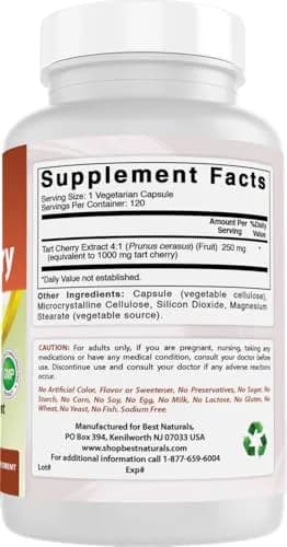 Best Naturals Tart Cherry Extract 1000 mg 360 Capsules | Antioxidant & Anti-inflammatory Support thumbnail 6