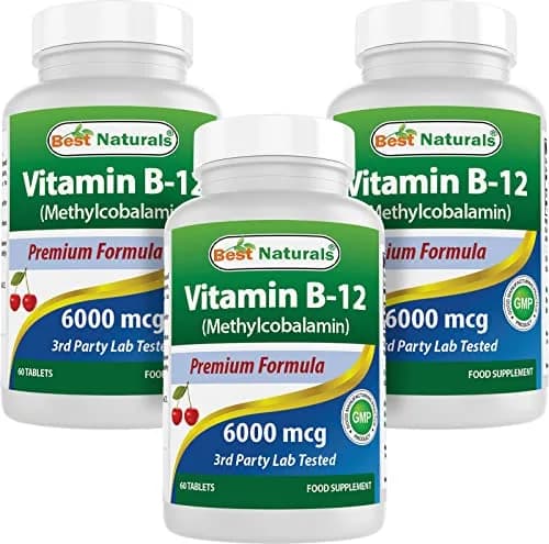 Best Naturals Vitamin B-12 as Methylcobalamin 6000 mcg | Sublingual Tablets for Energy & Nerve Support thumbnail 1