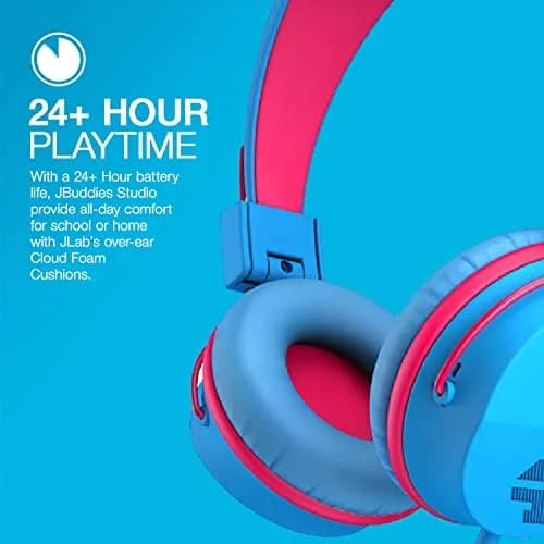 JLab JBuddies Studio Wired Kid Headphones, Cotton Candy, 13 Hours Playtime | Safe Listening for Ages 6+ thumbnail 4