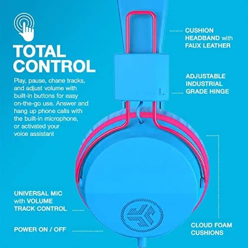 JLab JBuddies Studio Wired Kid Headphones, Cotton Candy, 13 Hours Playtime | Safe Listening for Ages 6+ thumbnail 5