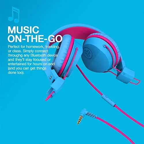 JLab JBuddies Studio Wired Kid Headphones, Cotton Candy, 13 Hours Playtime | Safe Listening for Ages 6+ thumbnail 6