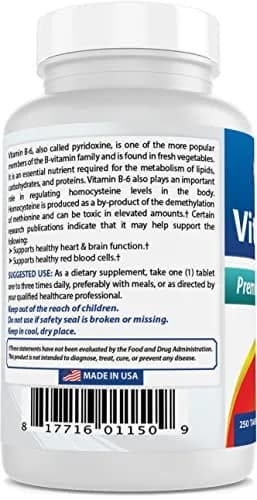 Best Naturals Vitamin B6 25mg 250 Tablets | 250 Count (Pack of 2) | Non-GMO & Gluten-Free thumbnail 7