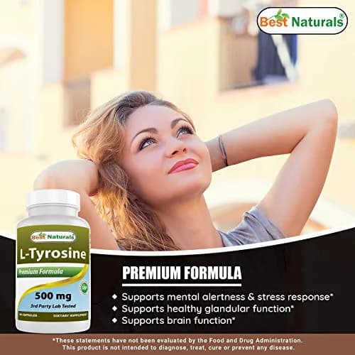 Best Naturals L-Tyrosine 500 mg 90 Capsules | Unflavoured, USA Import, GMP Certified thumbnail 5