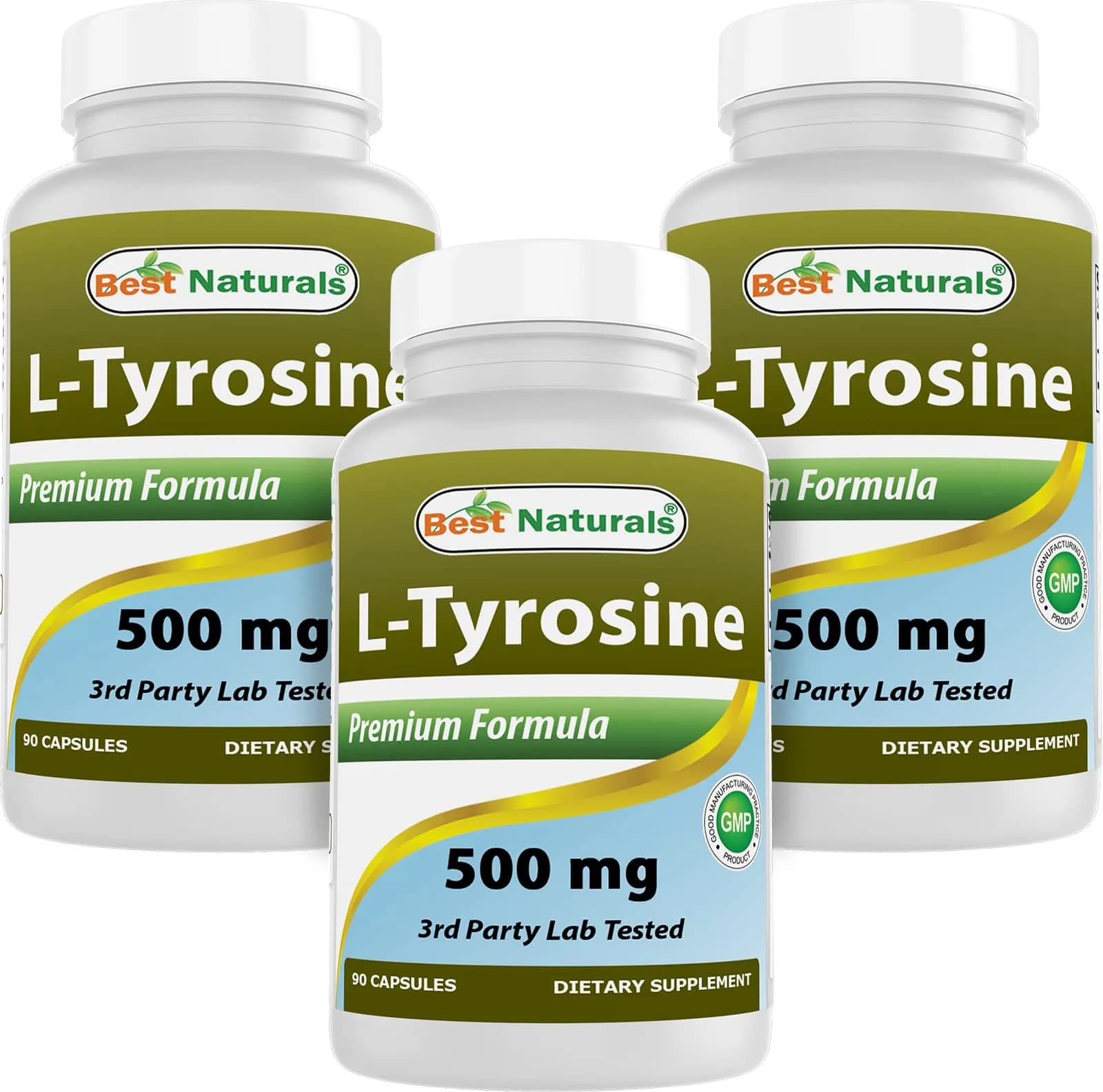 Best Naturals L-Tyrosine 500 mg 90 Capsules | Unflavoured, USA Import, GMP Certified — Capsule
