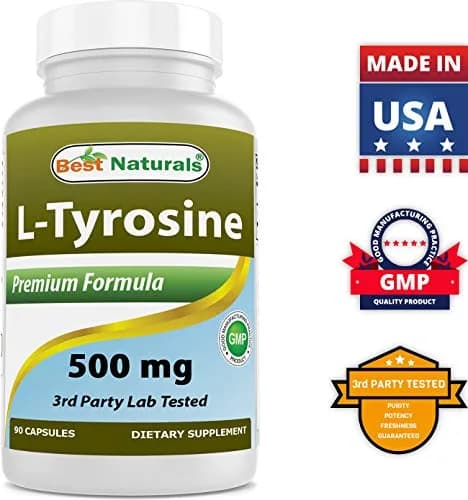 Best Naturals L-Tyrosine 500 mg 90 Capsules | Unflavoured, USA Import, GMP Certified thumbnail 8