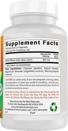 Best Naturals White Willow Bark 400 mg 180 Capsules | Supports Pain & Inflammation thumbnail 4