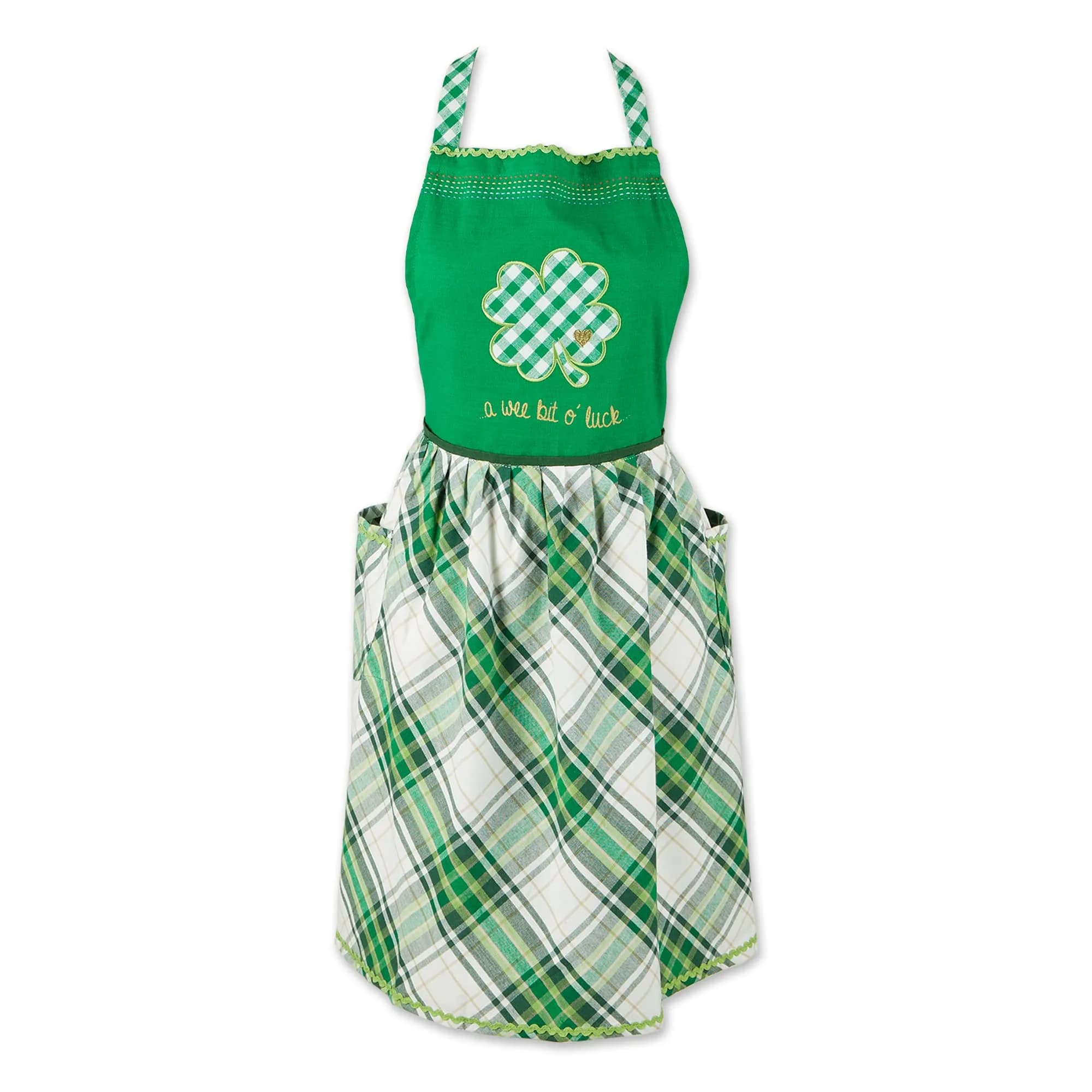 DII Celebrate St. Patrick's Day Kitchen Collection Apron Lucky Clover | Adjustable Cotton Apron for Irish Festivities