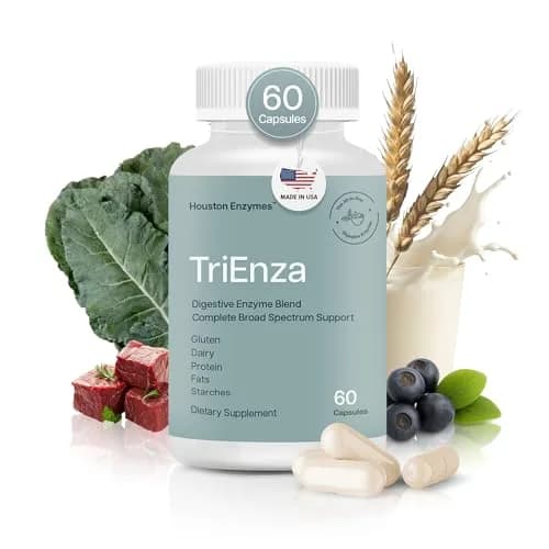 Houston Enzymes TriEnza Digestive Enzyme Supplement 60 Capsules | Supports Gluten, Casein, Soy Digestion thumbnail 1