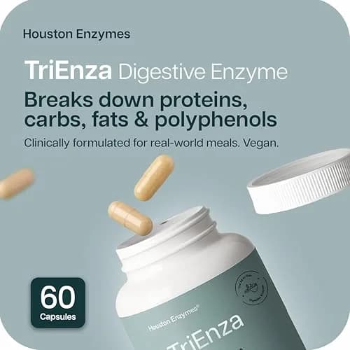 Houston Enzymes TriEnza Digestive Enzyme Supplement 60 Capsules | Supports Gluten, Casein, Soy Digestion thumbnail 3