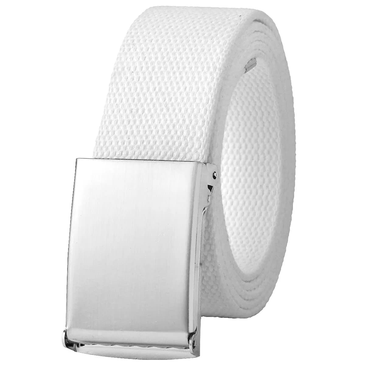 Falari Canvas Web Belt Fully Adjustable Cut to Fit Golf Belt with Flip Top Silver Buckle - White (135 cm / 53 inch)