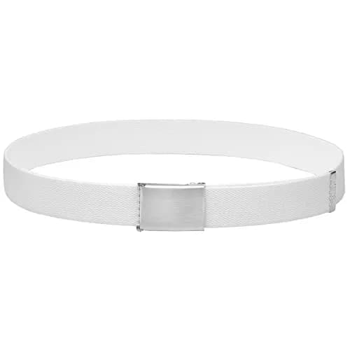 Falari Canvas Web Belt Fully Adjustable Cut to Fit Golf Belt with Flip Top Silver Buckle - White (135 cm / 53 inch) thumbnail 4