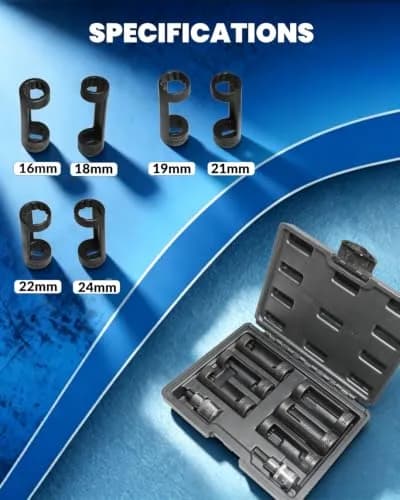 DPTOOL 8pc Strut Nut Socket 16mm 18mm 19mm 21mm 22mm 24mm | 12 Point 1/2" Drive for Suspension Removal thumbnail 5