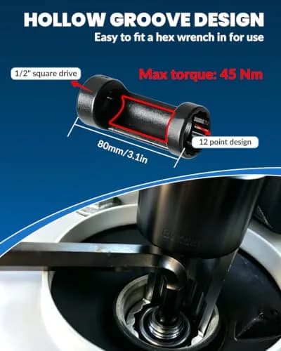 DPTOOL 8pc Strut Nut Socket 16mm 18mm 19mm 21mm 22mm 24mm | 12 Point 1/2" Drive for Suspension Removal thumbnail 2