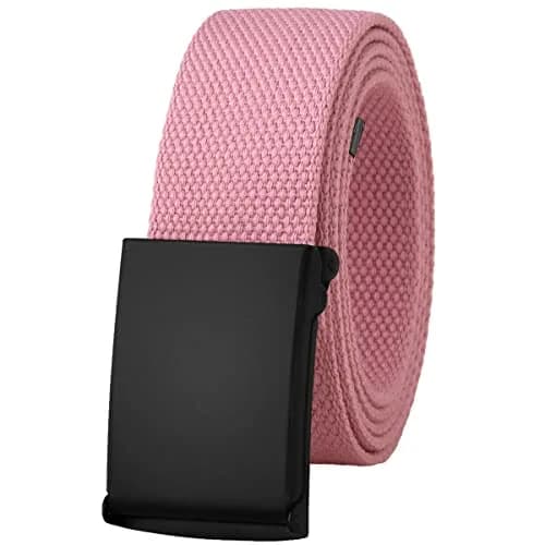 Falari Canvas Web Belt Fully Adjustable Cut to Fit Golf Belt with Flip Top Buckle - Pink | 38mm (1.5 Inch) Width thumbnail 1