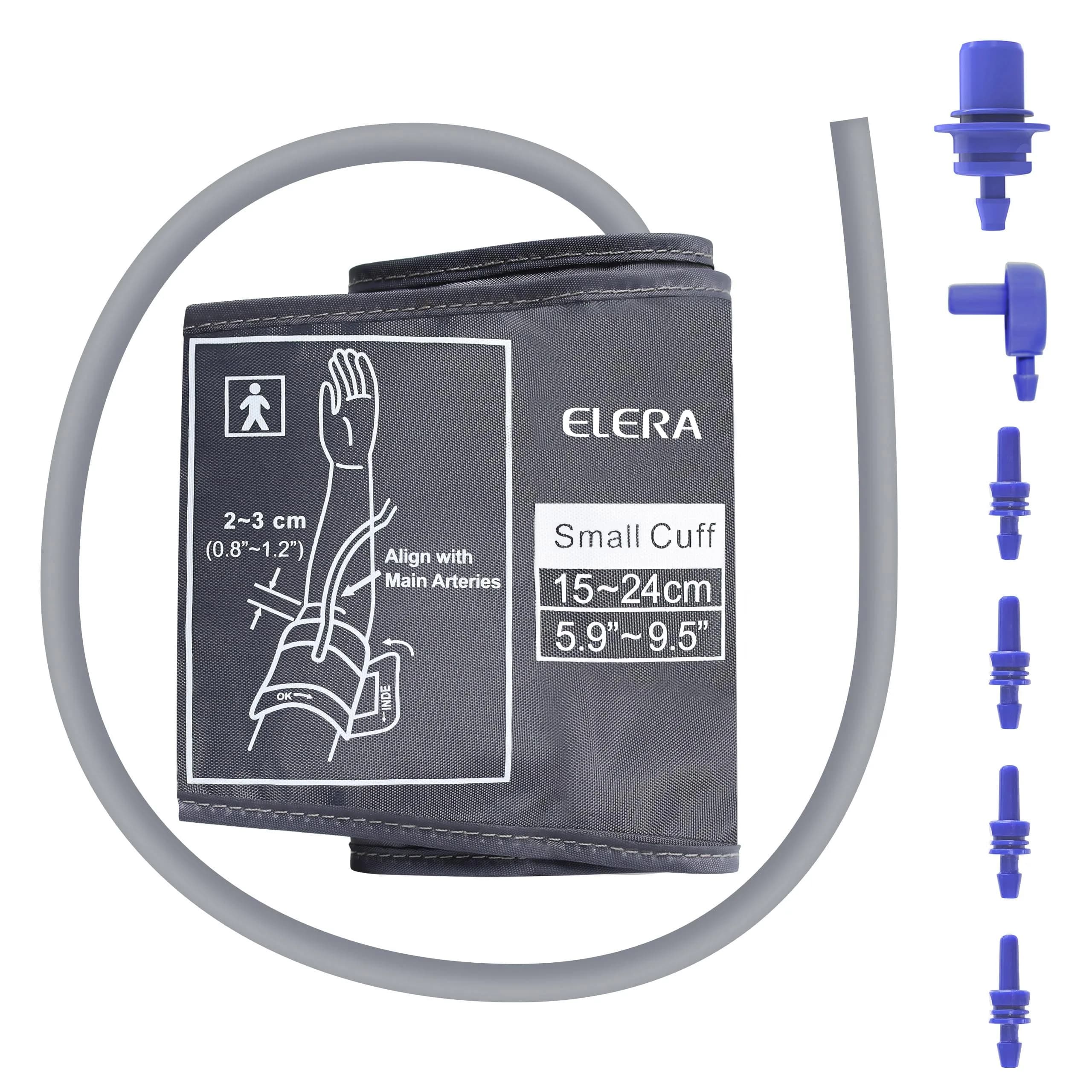 ELERA Extra Large Blood Pressure Cuff 22-60cm (9"-24") | Compatible XL Replacement Cuff with 6 Connectors — Grey, Blue
