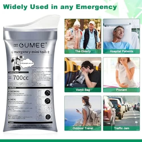 OUMEE Disposable Urine Bags 8/12/20/28 Pack | 700ml Unisex Emergency Portable Hygiene thumbnail 7