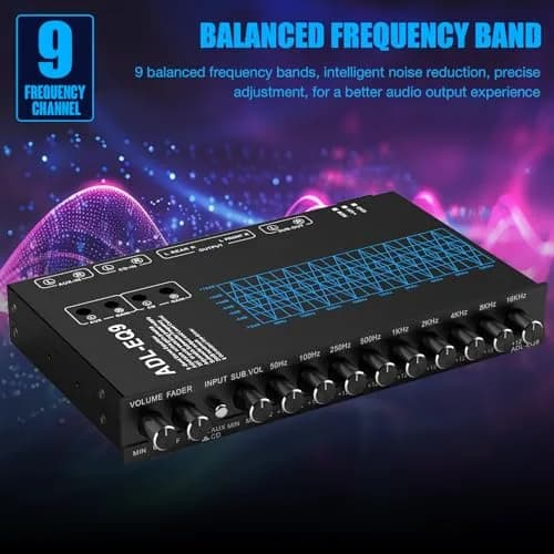 Facmogu 9-Band Car Audio Equalizer EQ with 8V RMS Line Driver, 12V DC thumbnail 5