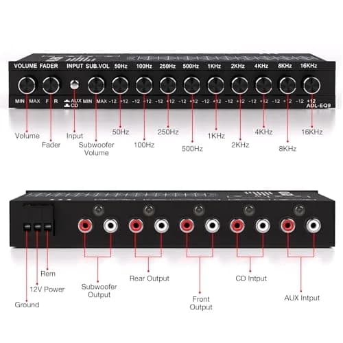 Facmogu 9-Band Car Audio Equalizer EQ with 8V RMS Line Driver, 12V DC thumbnail 3