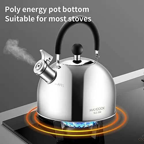 MAXCOOK 304 Stainless Steel Whistling Tea Kettle 2.1 Quart (2L) | Induction Stovetop Safe thumbnail 7