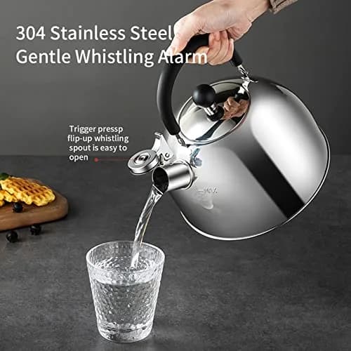 MAXCOOK 304 Stainless Steel Whistling Tea Kettle 2.1 Quart (2L) | Induction Stovetop Safe thumbnail 9