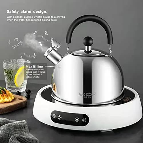 MAXCOOK 304 Stainless Steel Whistling Tea Kettle 2.1 Quart (2L) | Induction Stovetop Safe thumbnail 3
