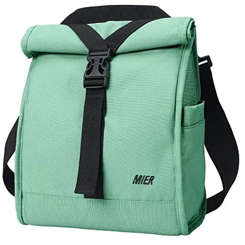 MIER Insulated Lunch Bag Roll-Top Lunchbox for Adults, Green | 9L x 6W x 15H inches (23cm x 15cm x 38cm) thumbnail 1