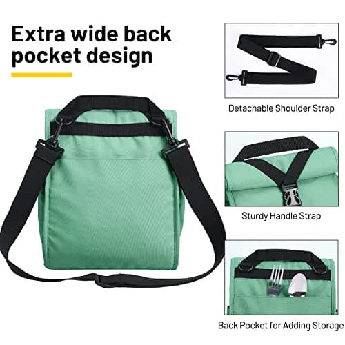 MIER Insulated Lunch Bag Roll-Top Lunchbox for Adults, Green | 9L x 6W x 15H inches (23cm x 15cm x 38cm) thumbnail 3