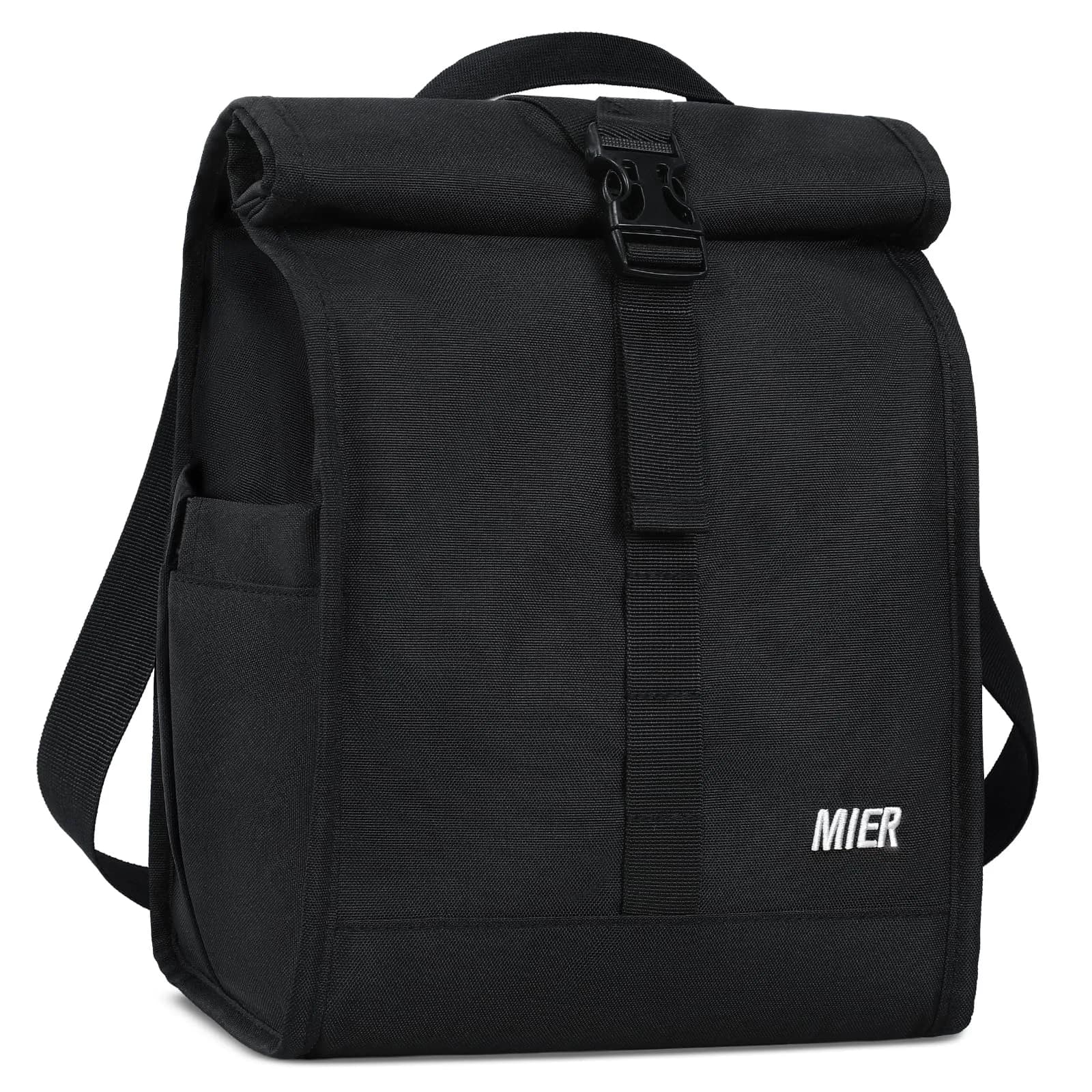 MIER Insulated Lunch Bag Roll-Top Lunchbox for Adults, Black | 16.5 L x 9 W x 11.75 D inches (426 L) - main product image