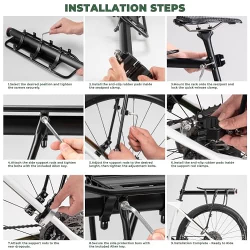 ROCKBROS Rear Bike Rack Adjustable 165 lbs Capacity | Tool-Free Quick-Release Bike Back Rack thumbnail 6