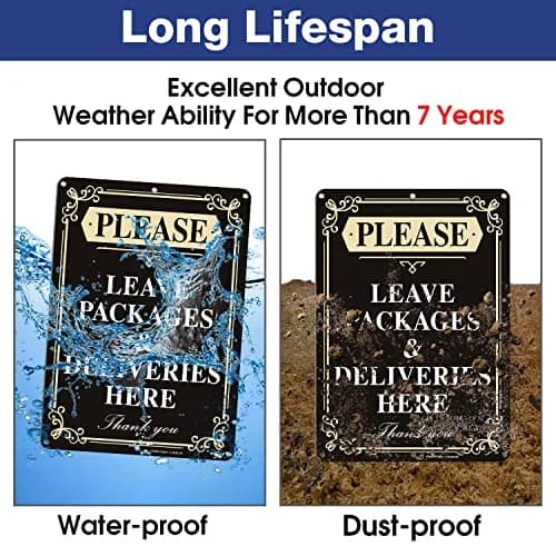 Faittoo Please Leave Packages and Deliveries Here Sign, 14 x 10 Inch Reflective Aluminum Sign, UV Protected and Weatherproof thumbnail 4