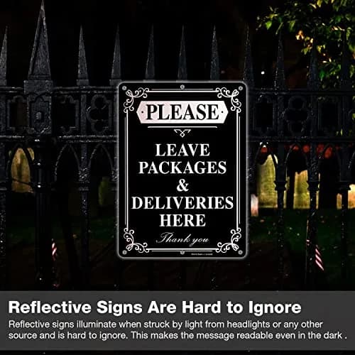Faittoo Please Leave Packages and Deliveries Here Sign, 14 x 10 Inch Reflective Aluminum Sign, UV Protected and Weatherproof thumbnail 5