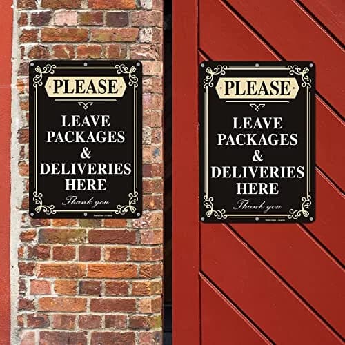 Faittoo Please Leave Packages and Deliveries Here Sign, 14 x 10 Inch Reflective Aluminum Sign, UV Protected and Weatherproof thumbnail 6