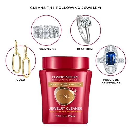 Connoisseurs Fine Jewelry Cleaner Solution 284ml (9.6 Fl Oz) | Ammonia-Free Formula for Gold, Diamonds, Platinum thumbnail 4