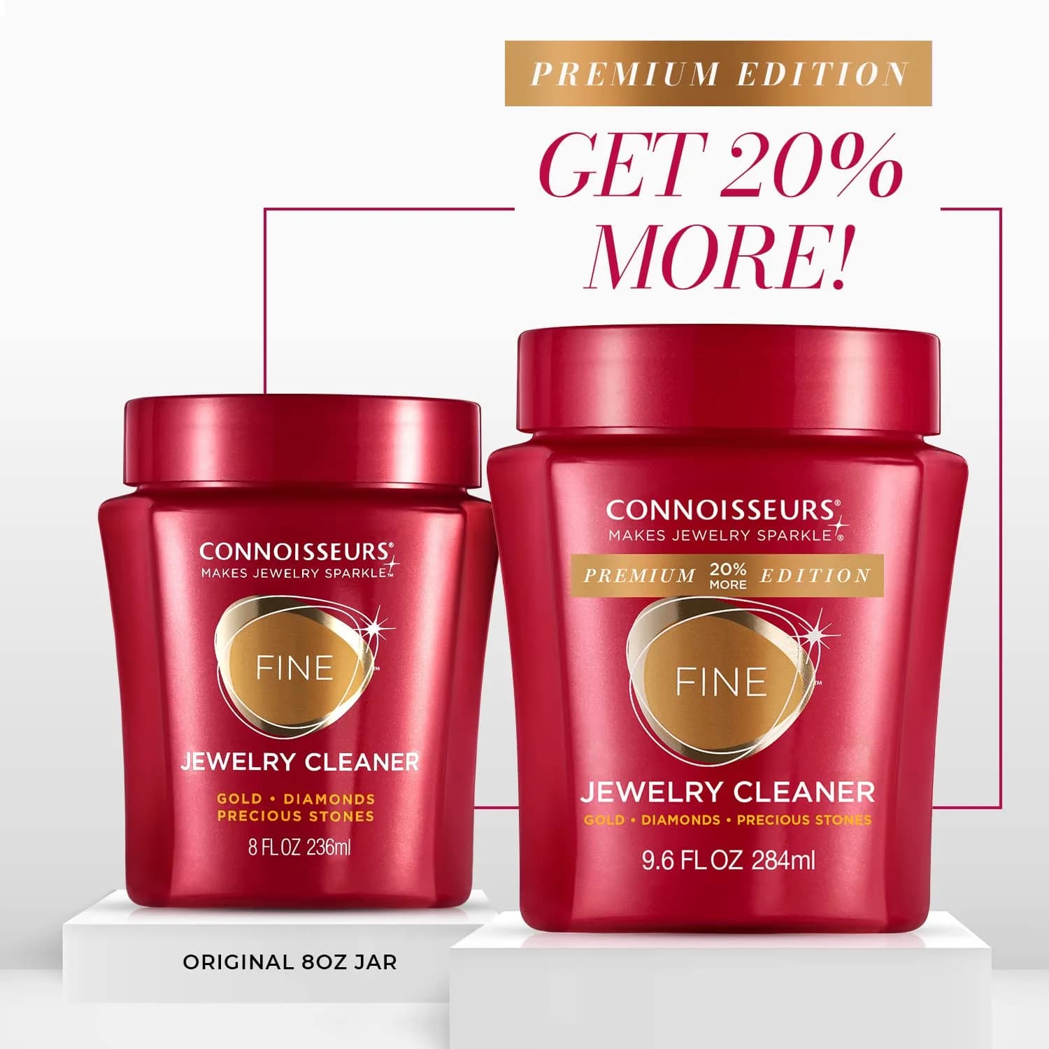 Connoisseurs Fine Jewelry Cleaner Solution 284ml (9.6 Fl Oz) | Ammonia-Free Formula for Gold, Diamonds, Platinum - view 2