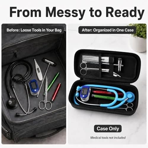 ALKOO Professional Healthcare Stethoscope Case for 3M Littmann Classic III/Cardiology IV, Black (11" L x 4.7" W x 2.4" H) | Protects Your Essential Medical Tool thumbnail 7