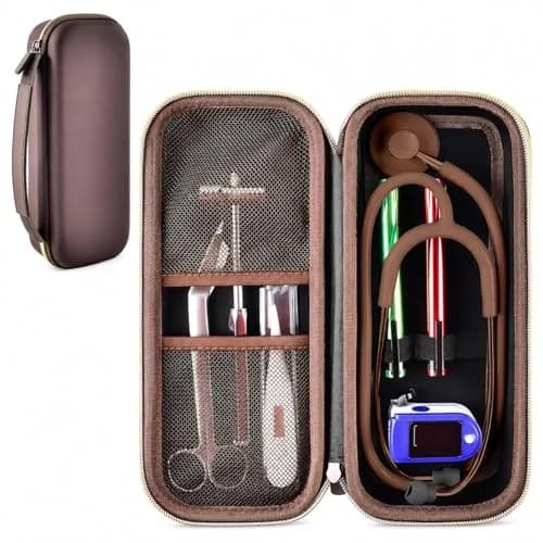 ALKOO Stethoscope Case for 3M Littmann Classic III/Cardiology IV, Brown, 27.7cm (11.02in) | Protects Your Diagnostic Tools thumbnail 1