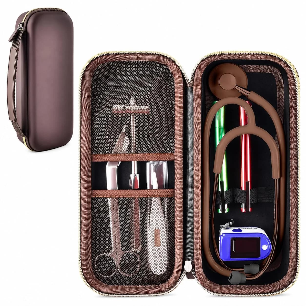 ALKOO Stethoscope Case for 3M Littmann Classic III/Cardiology IV, Blackheart | Hard Shell Protection for Medical Professionals — Dark Brown