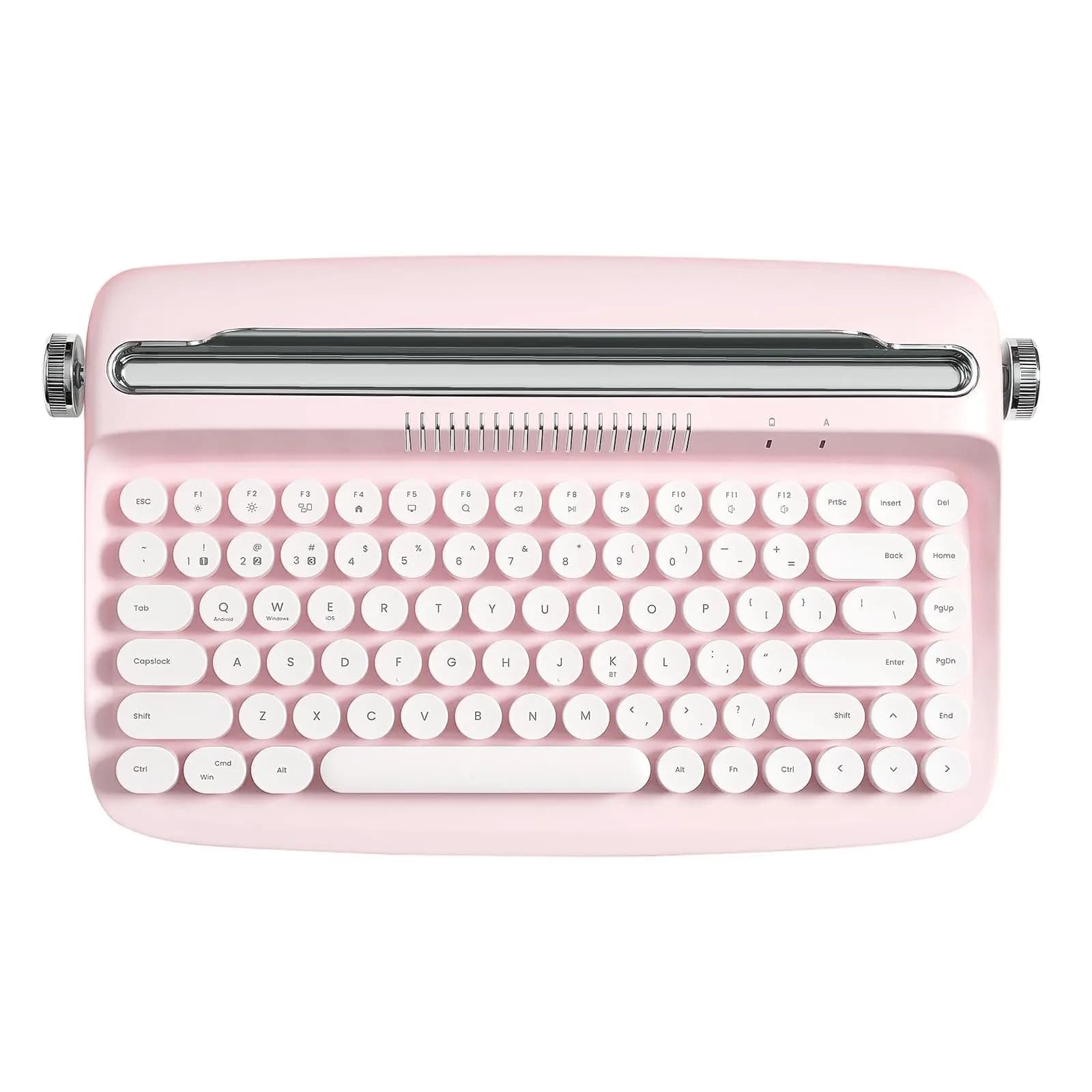 YUNZII ACTTO B303 Retro Typewriter Bluetooth Keyboard (Baby Pink) | 84-Key Compact Wireless Keyboard with Integrated Stand — B303 - English