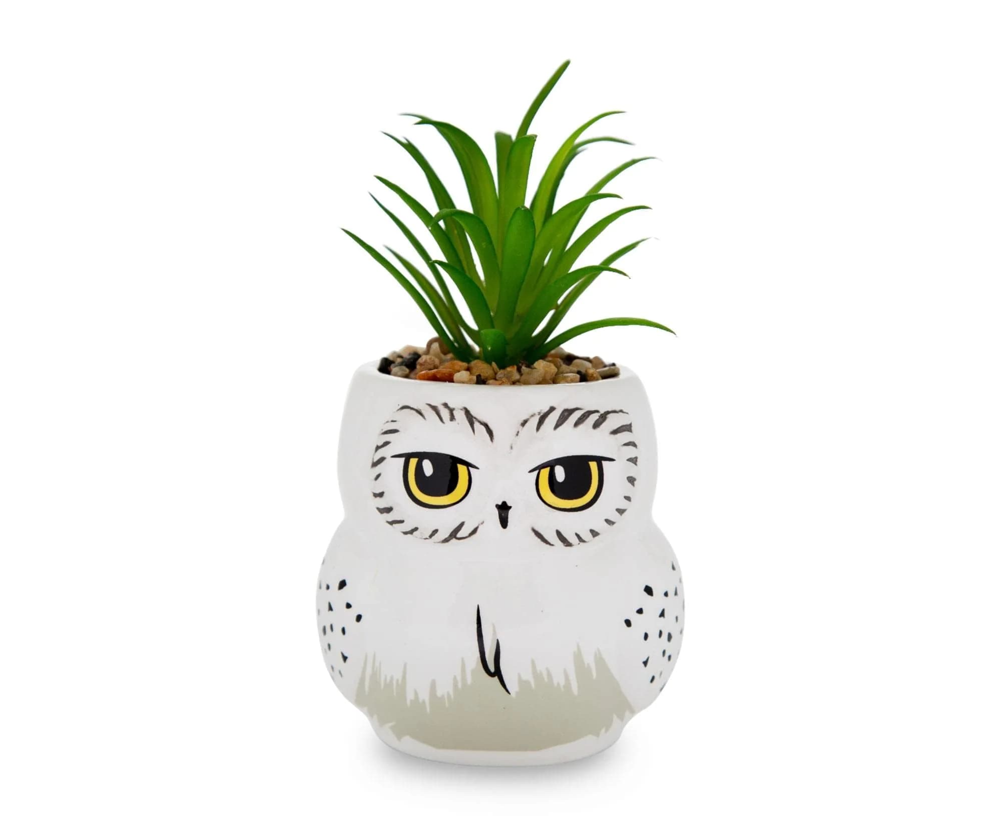Silver Buffalo Harry Potter Hedwig 3-Inch Ceramic Mini Planter with Artificial Succulent | Wizarding World Decor - main product image