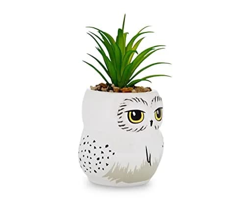 Silver Buffalo Harry Potter Hedwig 3-Inch Ceramic Mini Planter with Artificial Succulent | Wizarding World Decor thumbnail 2