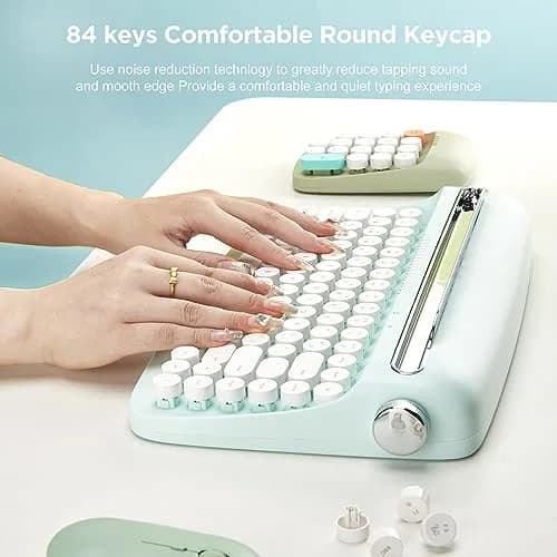 YUNZII ACTTO B303 Wireless Retro Typewriter Keyboard Sweet Mint | Bluetooth 5.0, 84-Key Compact Layout thumbnail 5