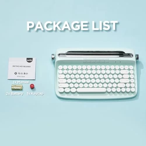 YUNZII ACTTO B303 Wireless Retro Typewriter Keyboard Sweet Mint | Bluetooth 5.0, 84-Key Compact Layout thumbnail 9