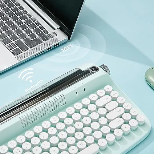 YUNZII ACTTO B303 Wireless Retro Typewriter Keyboard Sweet Mint | Bluetooth 5.0, 84-Key Compact Layout thumbnail 3