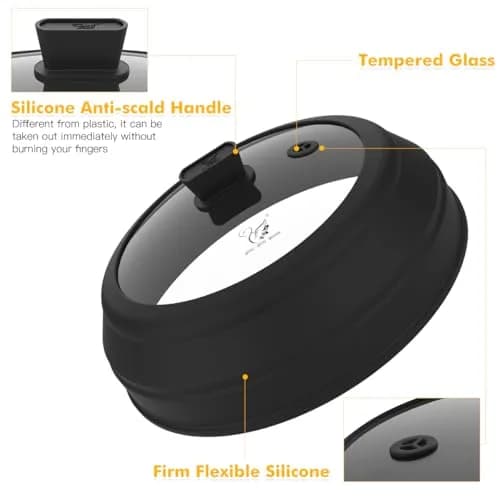 GLOU-GLOU GOOSE GGG Microwave Splatter Cover Glass Lid 8.5 inch Black | Collapsible, Tempered Food Grade thumbnail 4