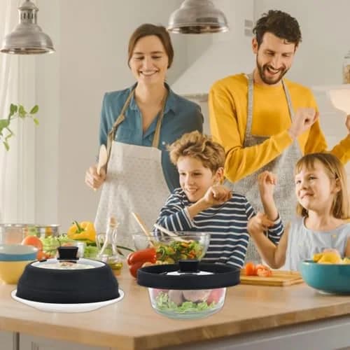 GLOU-GLOU GOOSE GGG Microwave Splatter Cover Glass Lid 8.5 inch Black | Collapsible, Tempered Food Grade thumbnail 5