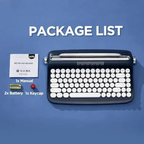 YUNZII ACTTO B303 Wireless Retro Typewriter Bluetooth Keyboard (Midnight) | Compact Vintage Design with 86 Keys thumbnail 7
