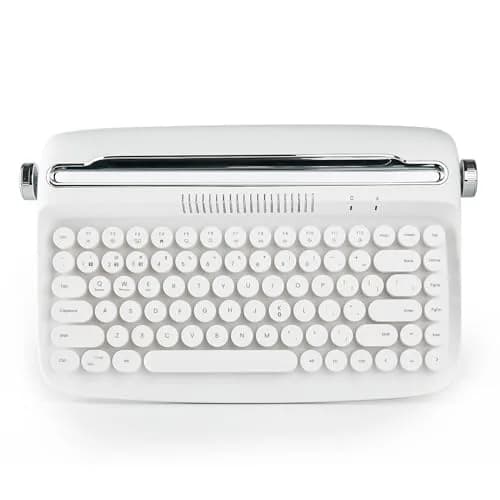 YUNZII ACTTO B303 Wireless Retro Typewriter Bluetooth Keyboard Snow White | Compact, Vintage Style thumbnail 1