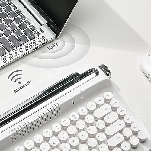 YUNZII ACTTO B303 Wireless Retro Typewriter Bluetooth Keyboard Snow White | Compact, Vintage Style thumbnail 4