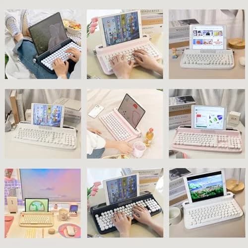 YUNZII ACTTO B303 Wireless Retro Typewriter Bluetooth Keyboard Snow White | Compact, Vintage Style thumbnail 6